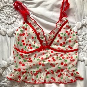 Y2K mesh cherry tank top